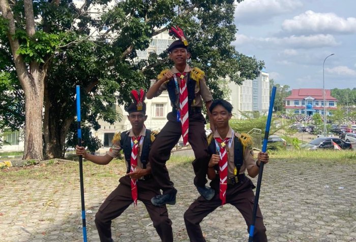 Tim Variasi Tongkat Pramuka MAN 2 Tanjung Jabung Timur Tampil Memukau di Ajang LSHRP 17 Tahun 2025 di UIN STS Jambi